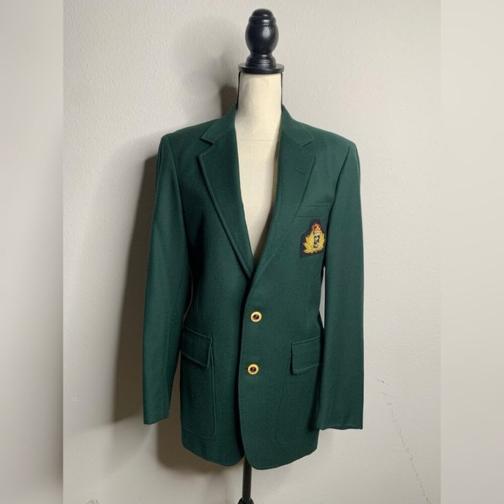 Vintage Dark Green Single-Breasted Blazer - Picture 3 of 12